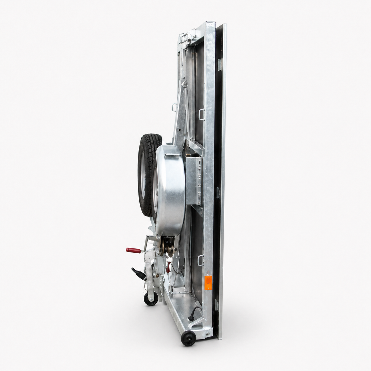 WallTrailer kleine opvouwbare aanhanger - opgevouwen tegen muur, slechts 38cm diep