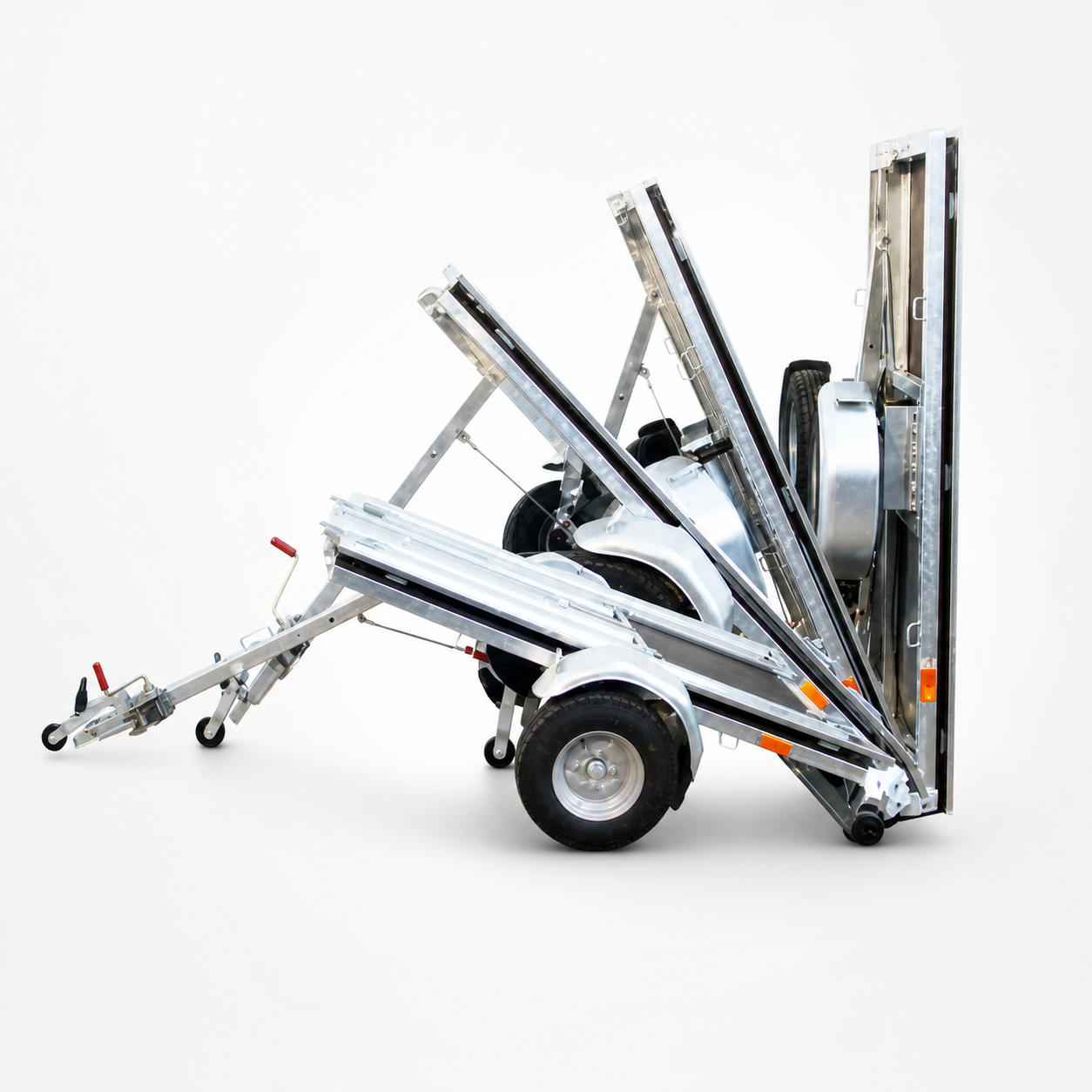 WallTrailer opvouwmechanisme - kantelende aanhanger in 2 minuten plat tegen de muur
